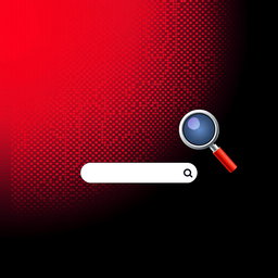 A banner with a pixelated gradient background that transitions from red in the top left corner to black in the bottom right corner