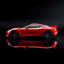 A stunning red sports car captured against a sleek black background, showcasing its curves and glossy finish