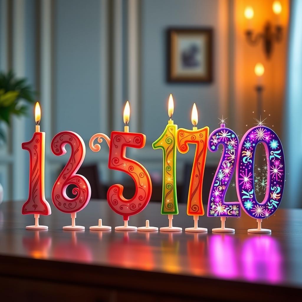 A charming display of the numbers from one to twenty, with each number represented by a beautifully designed candle