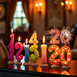 A charming display of the numbers from one to twenty, with each number represented by a beautifully designed candle