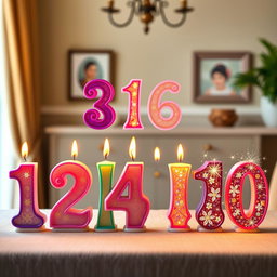 A charming display of the numbers from one to twenty, with each number represented by a beautifully designed candle