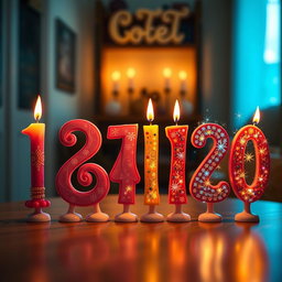 A charming display of the numbers from one to twenty, with each number represented by a beautifully designed candle