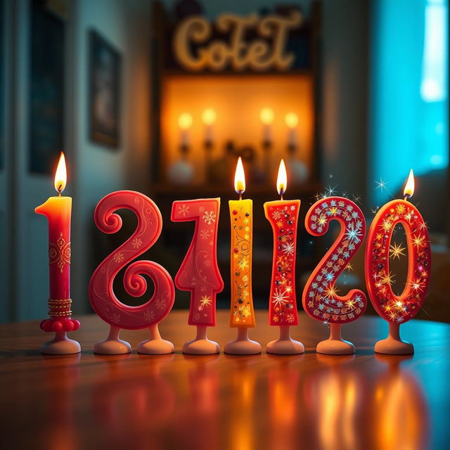 A charming display of the numbers from one to twenty, with each number represented by a beautifully designed candle