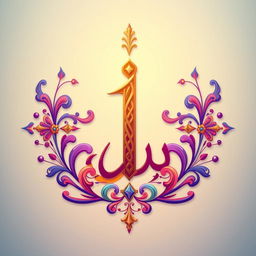 A beautifully designed artistic representation of the Arabic numeral '1', with intricate calligraphy and vibrant colors