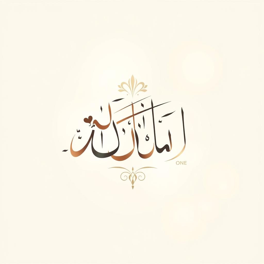 A beautiful artistic representation of the Arabic word 'الواحد', meaning 'one', rendered in elegant calligraphy