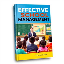 A book cover design focused on school management, featuring a symbolic representation of an organized classroom environment