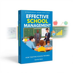 A book cover design focused on school management, featuring a symbolic representation of an organized classroom environment