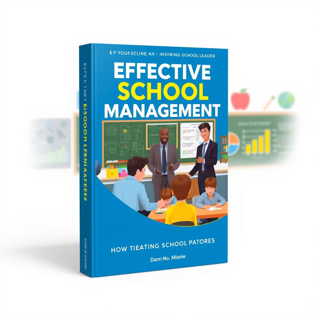 A book cover design focused on school management, featuring a symbolic representation of an organized classroom environment