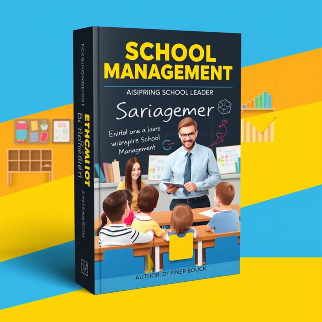 A book cover design focused on school management, featuring a symbolic representation of an organized classroom environment