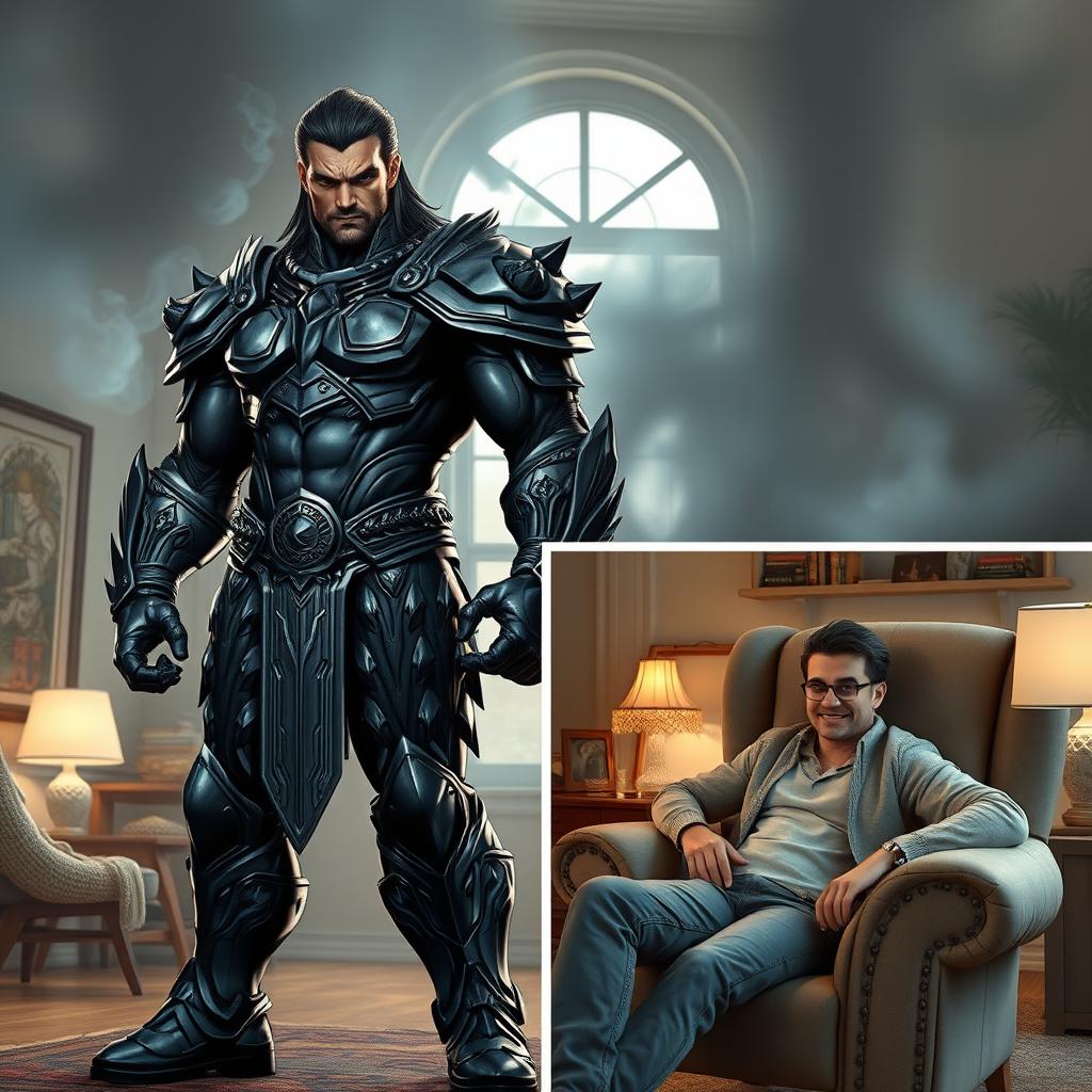 A formidable character embodying fear itself, exuding an aura of overwhelming strength that terrifies any villain, even those with infinite power