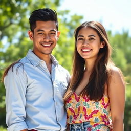 Two individuals standing together, showcasing a friendly and warm interaction