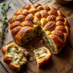Kulebyaka, a traditional Russian pie made with whole wheat dough, displaying a beautifully golden brown crust