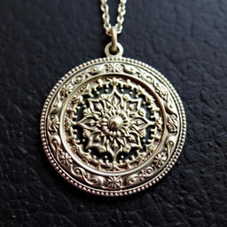 A beautifully crafted silver handmade medallion with intricate designs