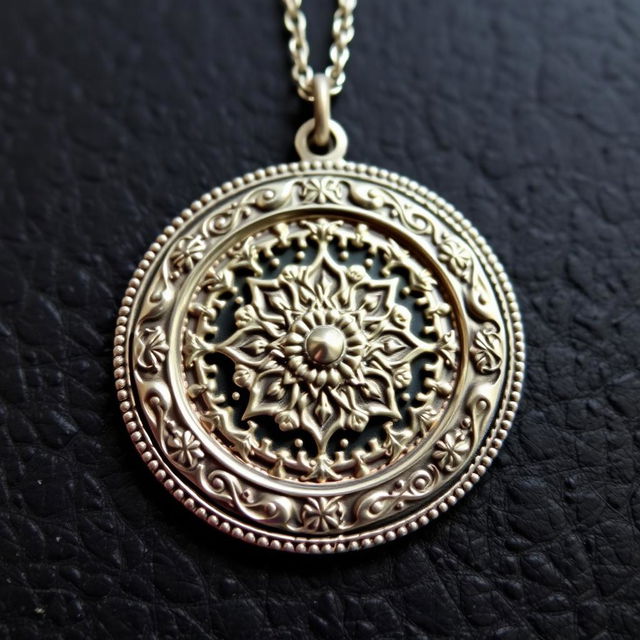 A beautifully crafted silver handmade medallion with intricate designs