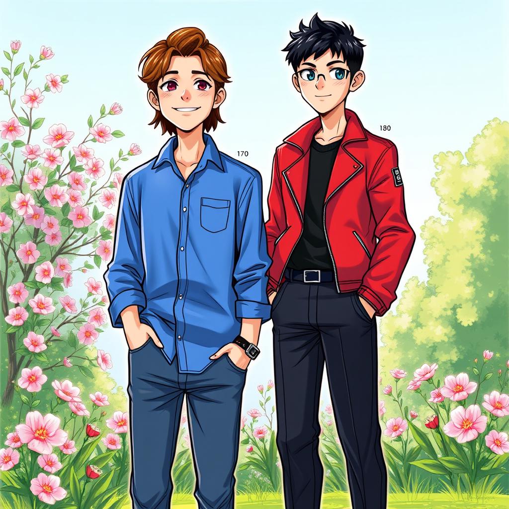 A colorful, detailed illustrated scene depicting two individuals standing next to each other