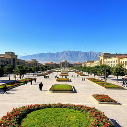 A serene and tranquil view of Haft Hozeh Square in Tehran, showcasing the square devoid of traffic