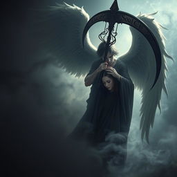 An evocative image of Azrael, the angel of death, in the process of taking the soul of a woman