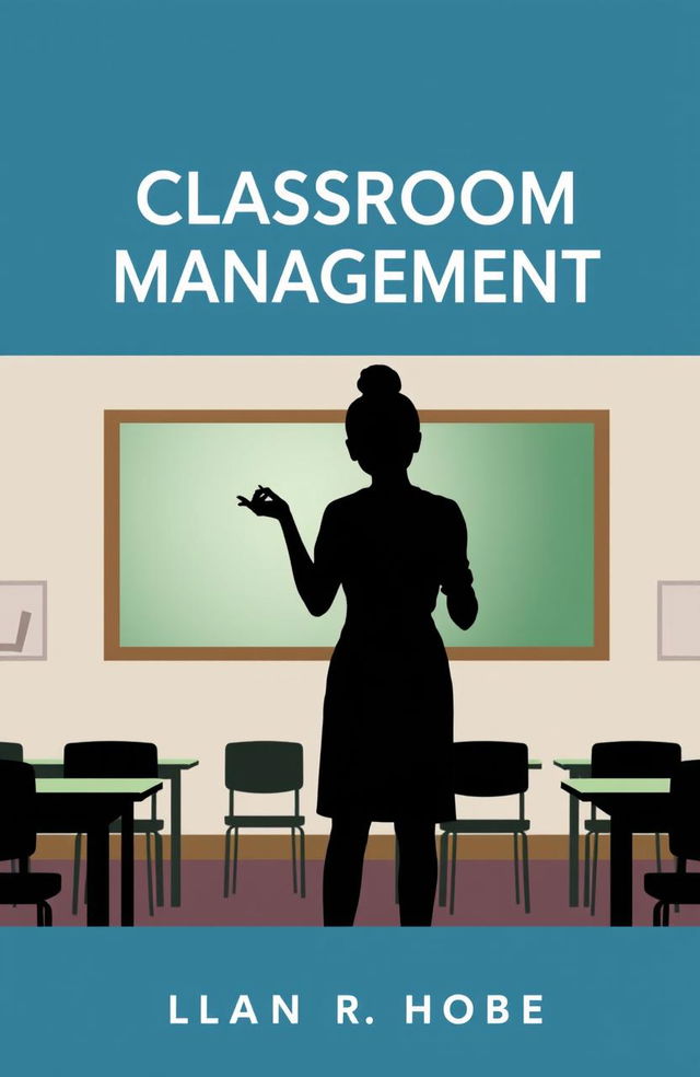 A classroom management book cover featuring the silhouette of a teacher standing in front of a blackboard, with a classroom setting in the background