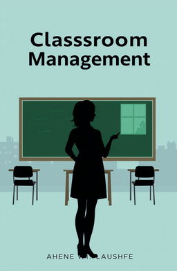 A classroom management book cover featuring the silhouette of a teacher standing in front of a blackboard, with a classroom setting in the background