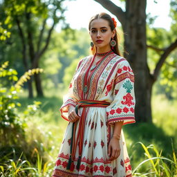 A beautiful portrait showcasing a traditional Kurmanji costume, featuring intricate embroidery and vibrant colors