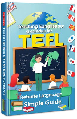 A visually appealing and informative cover design for a simple book about Teaching English as a Foreign Language (TEFL)