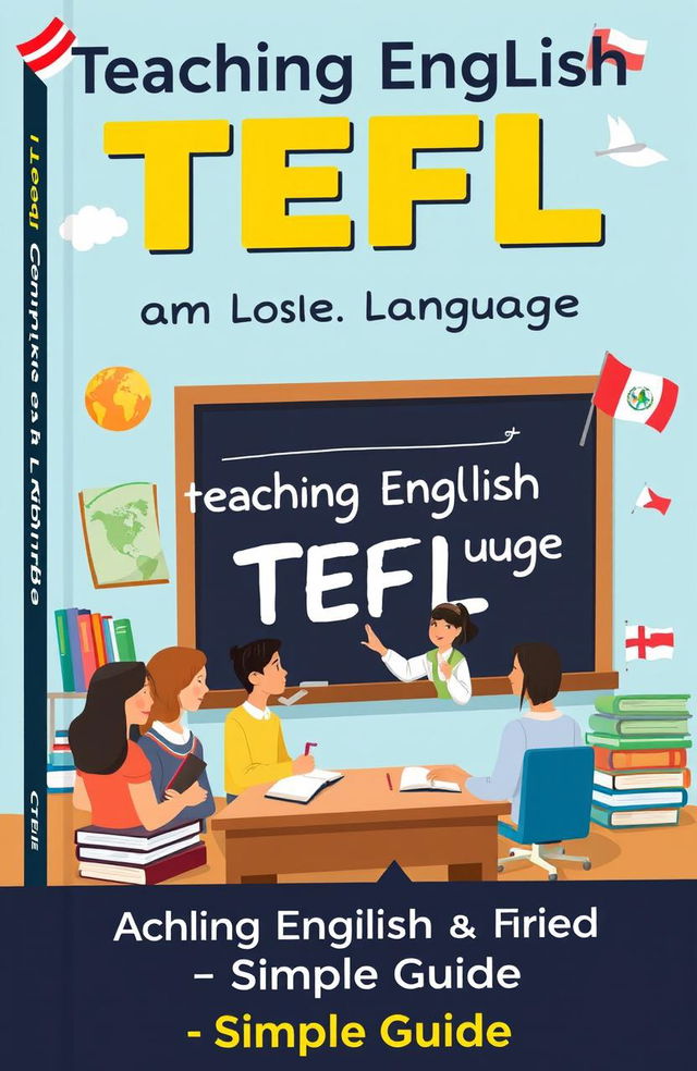 A visually appealing and informative cover design for a simple book about Teaching English as a Foreign Language (TEFL)