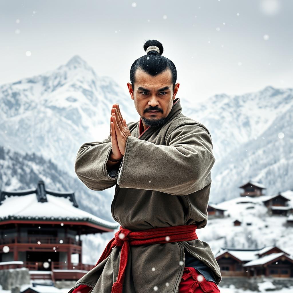 Fierce Sanda Master in a Snowy Mountain Retreat