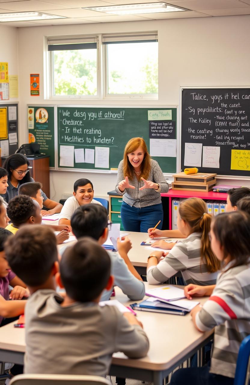 A dynamic classroom scene showcasing effective management strategies at work
