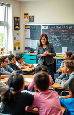 A dynamic classroom scene showcasing effective management strategies at work