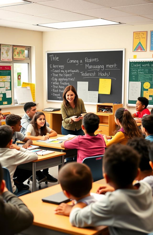 A dynamic classroom scene showcasing effective management strategies at work