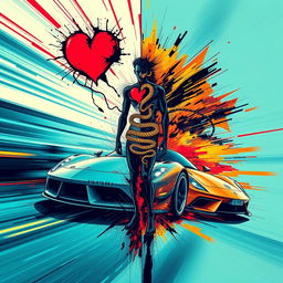 A dynamic and abstract representation of a music track, symbolizing a transition from the past to the future