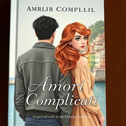 A captivating book cover for a novel titled 'Amori Complicati' in Italian, featuring two teenagers in a romantic setting