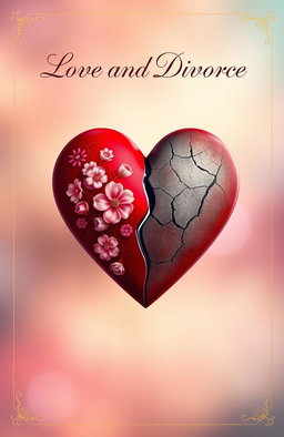 A thoughtful and contemplative cover design featuring a split heart symbolizing love and divorce