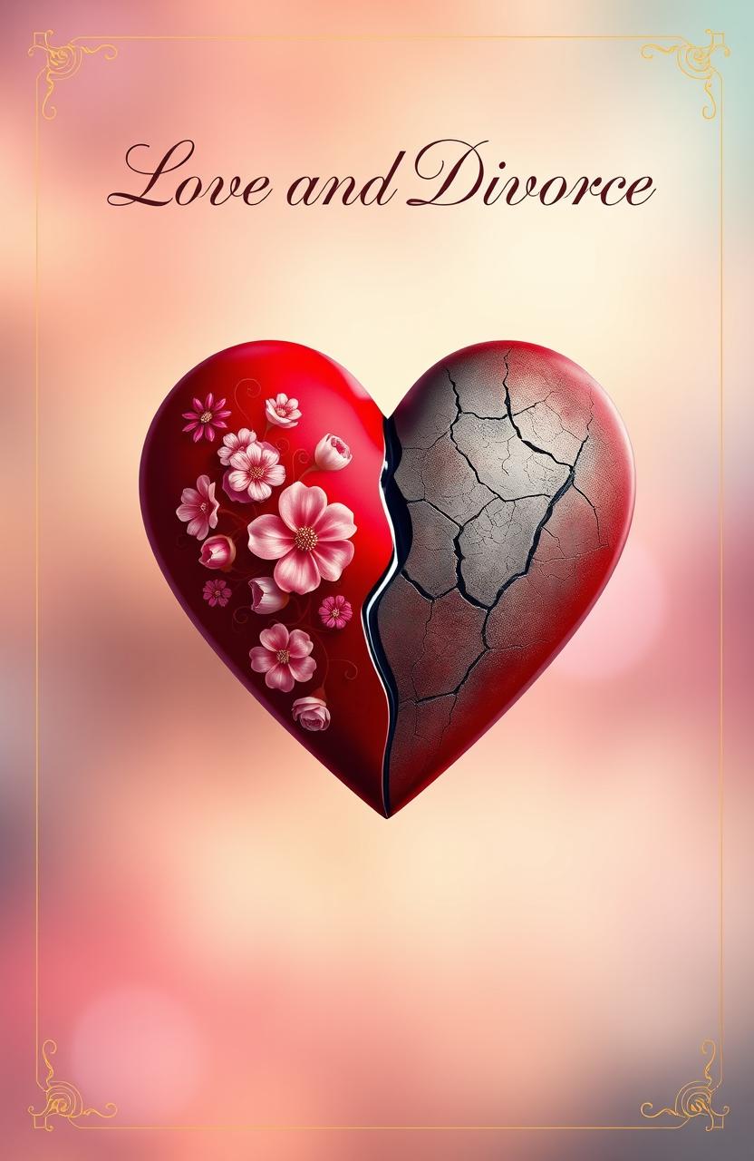 A thoughtful and contemplative cover design featuring a split heart symbolizing love and divorce