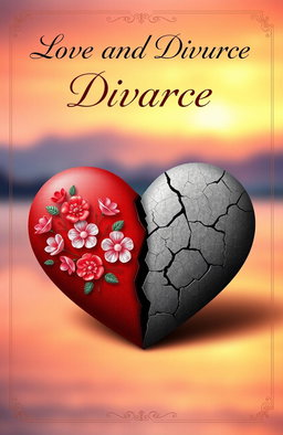 A thoughtful and contemplative cover design featuring a split heart symbolizing love and divorce
