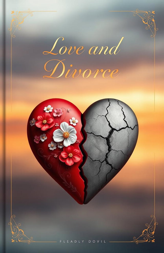 A thoughtful and contemplative cover design featuring a split heart symbolizing love and divorce