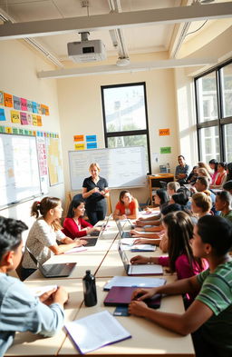 A vibrant university classroom setting for teaching English as a Foreign Language (TEFL)