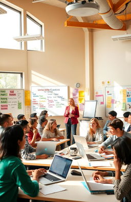 A vibrant university classroom setting for teaching English as a Foreign Language (TEFL)