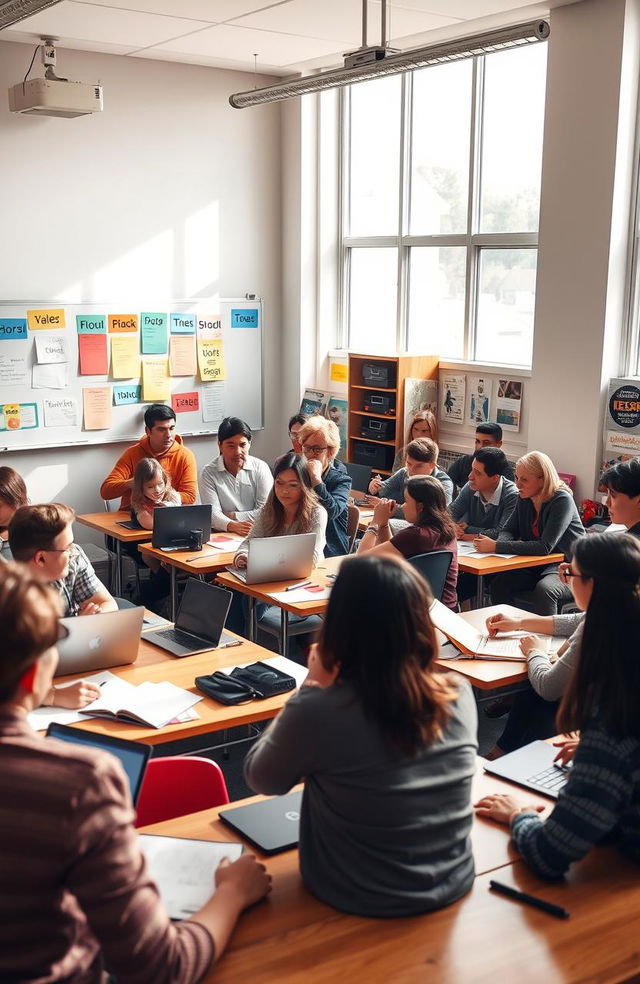 A vibrant university classroom setting for teaching English as a Foreign Language (TEFL)