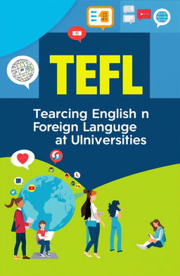 A visually appealing cover design for a TEFL (Teaching English as a Foreign Language) textbook aimed at university students