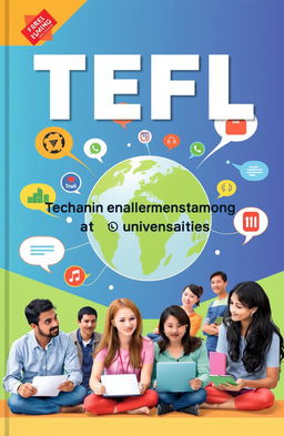A visually appealing cover design for a TEFL (Teaching English as a Foreign Language) textbook aimed at university students