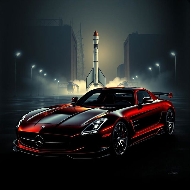 A striking cover design featuring a powerful sports car, specifically an SLS, against a dark and impactful color palette