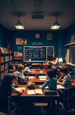 A visually engaging classroom scene highlighting its importance, filled with students actively participating in lessons, teachers guiding discussions, and various learning materials