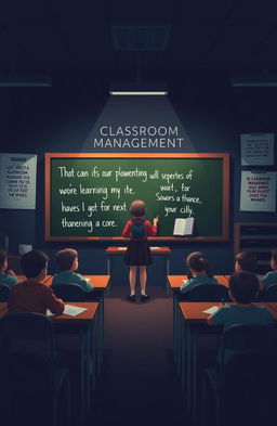 A dark-themed illustration that emphasizes the importance of classrooms and effective classroom management