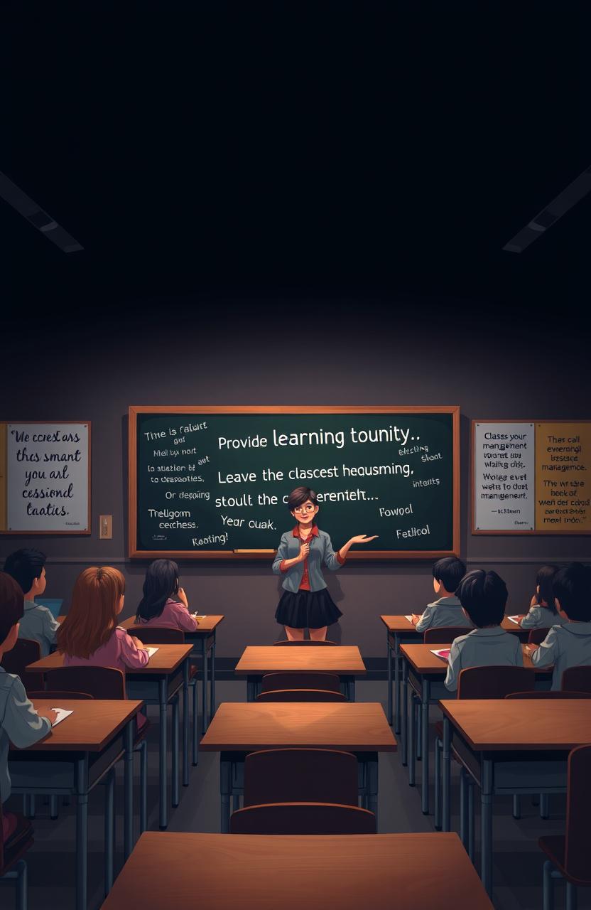 A dark-themed illustration that emphasizes the importance of classrooms and effective classroom management