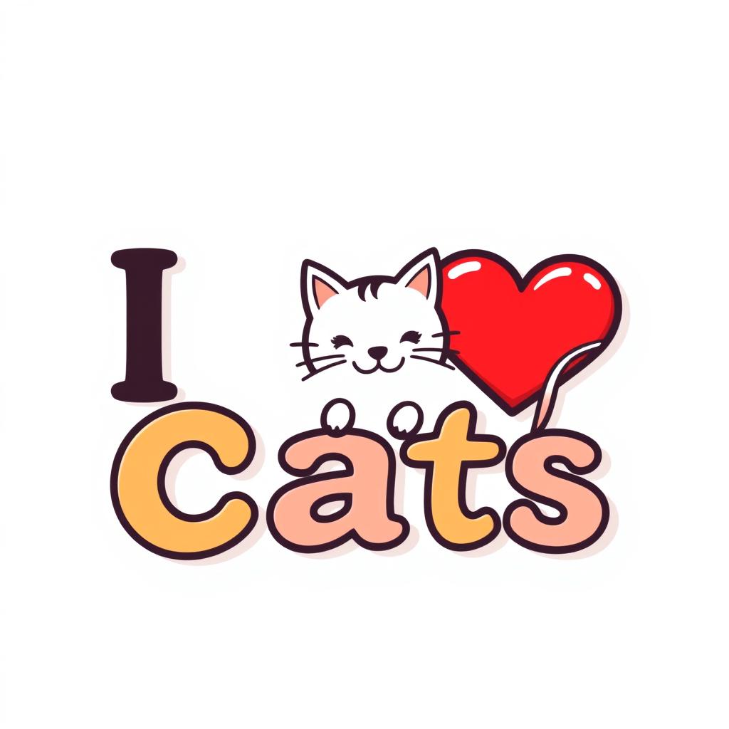 A colorful and modern logo featuring the name "I ♥️ Cats"