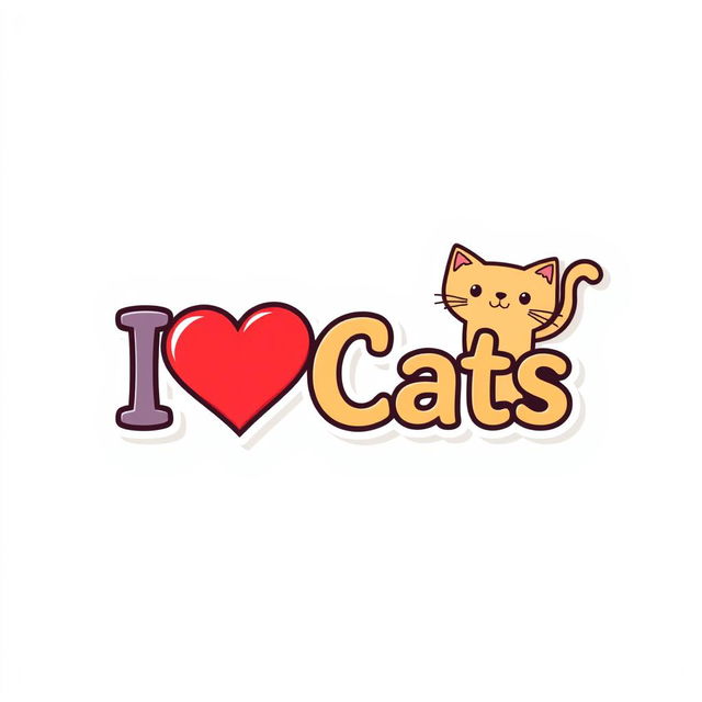 A colorful and modern logo featuring the name "I ♥️ Cats"