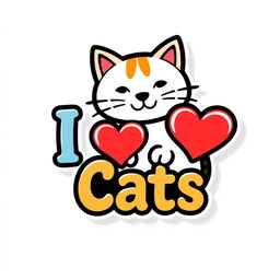 A colorful and modern logo featuring the name "I ♥️ Cats"