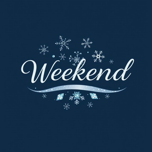 A stylish logo design for an online jewelry shop named 'Weekend' featuring a winter theme
