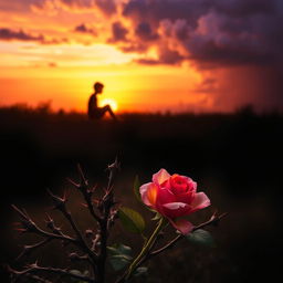 A stunning book cover depicting a sunset scene with warm and soft hues of orange, pink, and lilac, contrasted by dark, ominous clouds signaling an impending storm, representing both sadness and hope